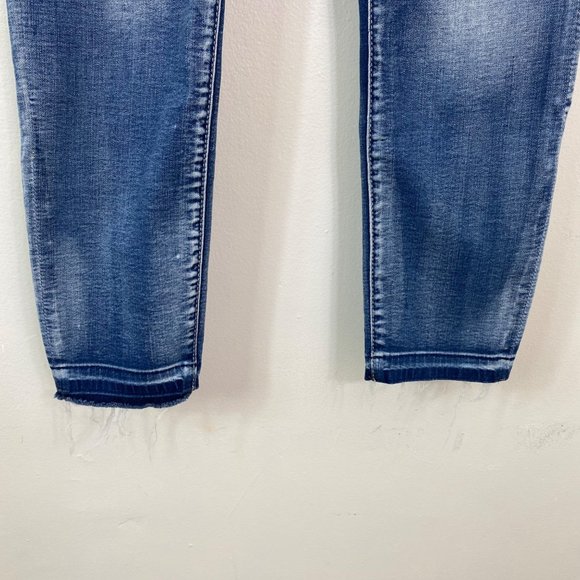 American Eagle Hi Rise Jeggings Crop Womens Jeans 8 Long Distressed - Picture 2 of 8